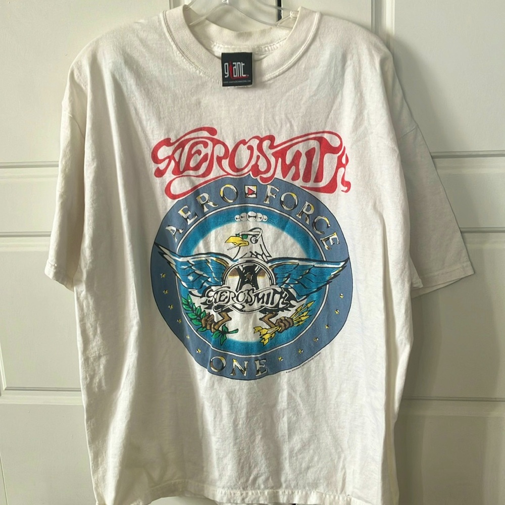 Vintage 2001 Aerosmith Aero Force One White Band Tee